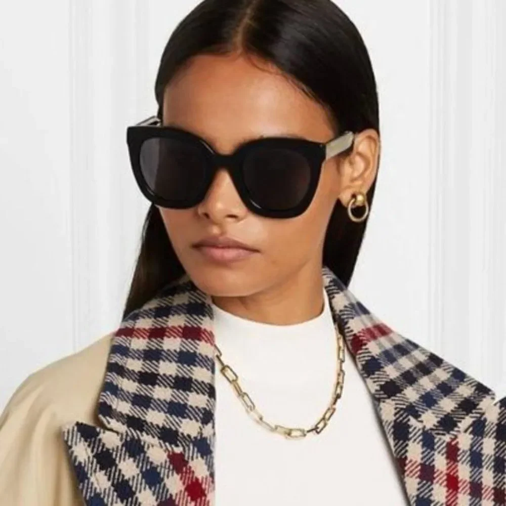 NEW Gucci Sunglasses GG0564SN 001 Cat Eye Crystal Gold Black Grey